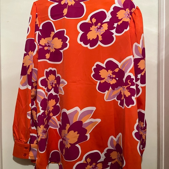 Cato Orange and Purple Floral Shirt - Picture 5 of 7